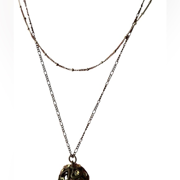 Dual chain necklace crystals and hearts - Picture 7 of 8